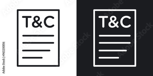 Terms and Conditions line icons in black and white