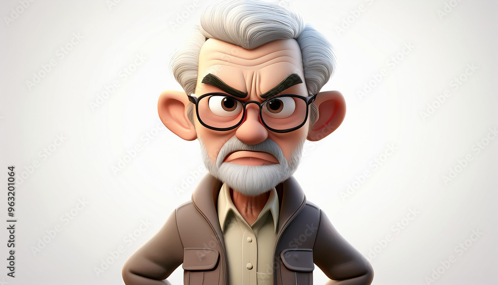 3d cartoon illustration angry OLD MAN 3d cartoon illustration angry OLD MAN