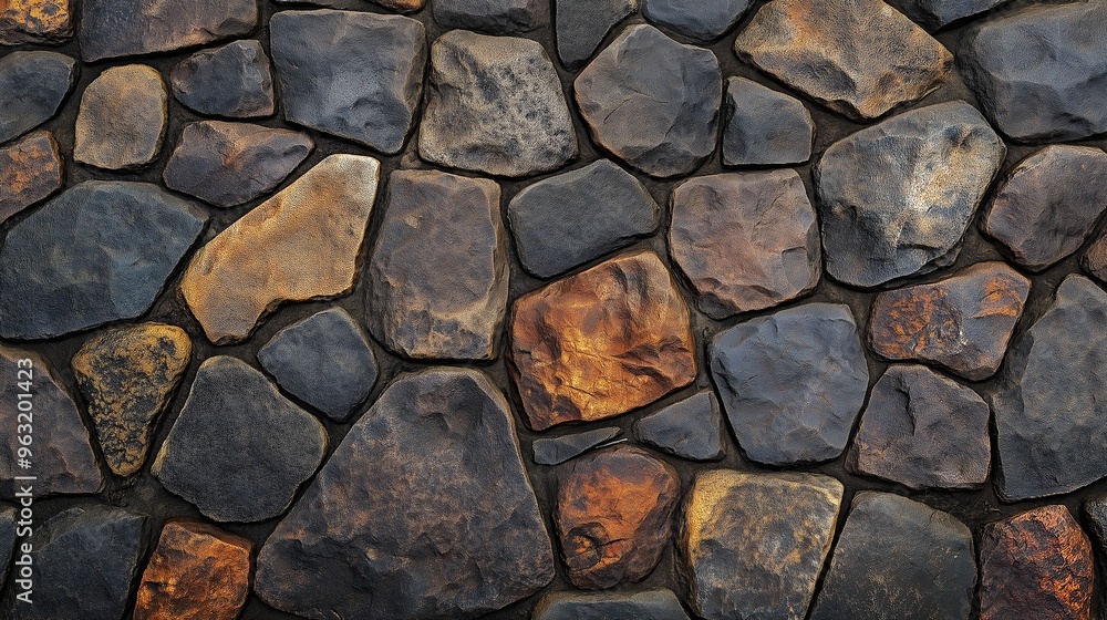 Fototapeta premium Stone wall texture background interior exterior decoration industrial construction concept design