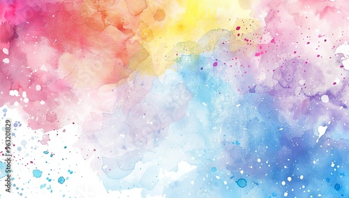 Vibrant abstract watercolor with splashes of rainbow colors