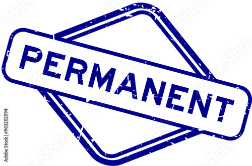 Grunge blue permanent word rubber seal stamp on white background