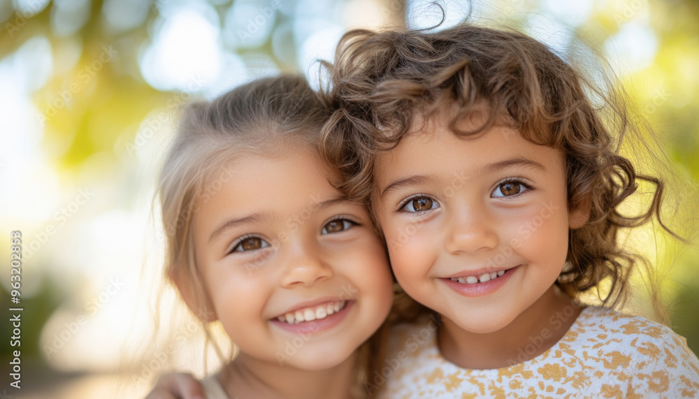Two little girls sharing a tender moment of complicity and affection Two little girls sharing a tender moment of complicity and affection