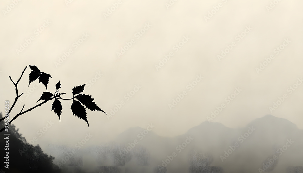 Fototapeta premium A light, abstract silhouette of an object, like a leaf or mountain, blended into the background color.