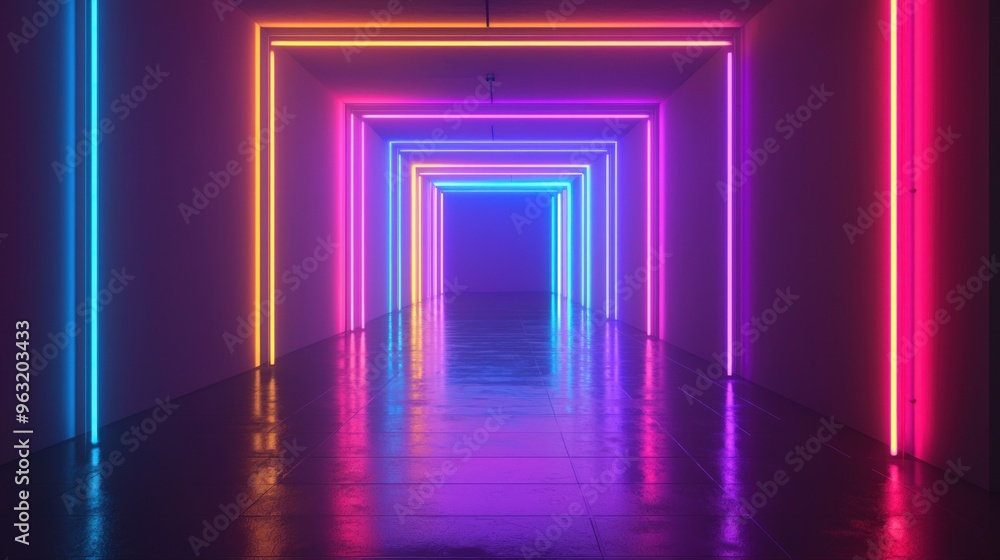 Neon Lights Corridor. Neon Lights Corridor.