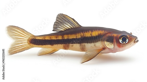 Stream barilius fish on isolated white background Barilius koratensisis freshwater ornamental fish habitat stream on mountain : Generative AI photo