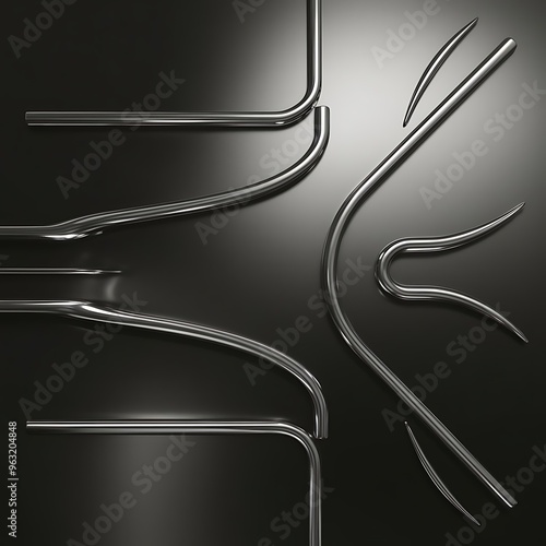 Elegant black metallic background with three curved lines