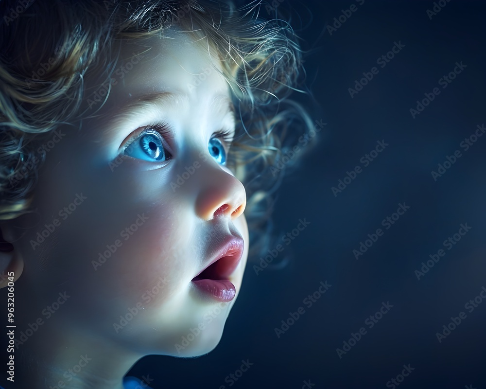 Awe Inspired Young Face Witnessing Magical Moment Emotions and Expressions Concept Awe Inspired Young Face Witnessing Magical Moment Emotions and Expressions Concept