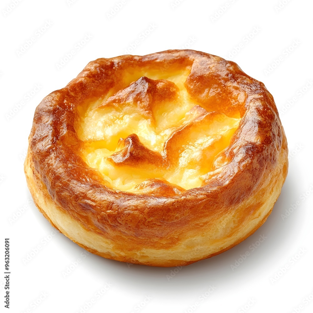 Perfectly Baked Yorkshire Pudding Isolated on White Background Perfectly Baked Yorkshire Pudding Isolated on White Background