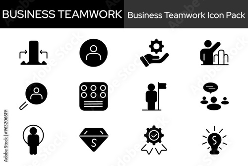 set of fill business teamwork icons. that is available for your project.