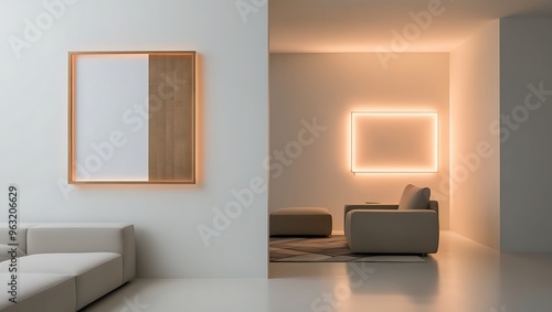 Canvas mockup in minimalist interior background