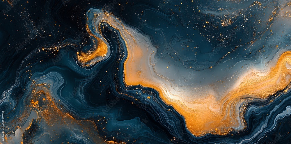 Obraz premium Abstract Swirling Pattern With Gold Accents.