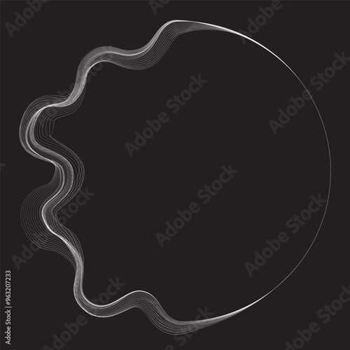 Abstract flow lines background . From order to chaos .Fluid wavy shape .Striped linear pattern . Music sound wave . Vector illustration

