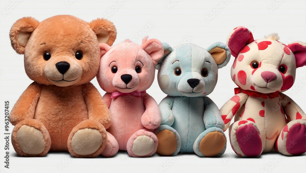 Cutout Set of 3 Stuffed Animal Toys Isolated on Transparent Background Cutout Set of 3 Stuffed Animal Toys Isolated on Transparent Background