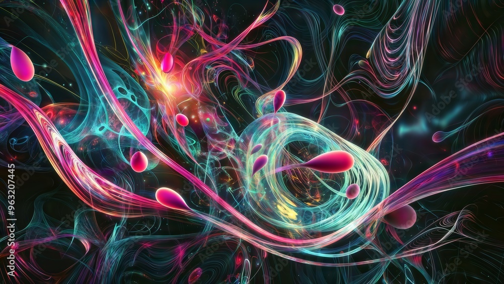 Ethereal Fusion. Luminous streams of energy intertwine in a mesmerizing display of vibrant colors, creating an otherworldly abstract composition. Ethereal Fusion. Luminous streams of energy intertwine in a mesmerizing display of vibrant colors, creating an otherworldly abstract composition.