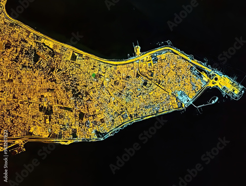 Technical aerial visual, 3D LiDAR GIS aerial map satellite scan model isolated, showing Recife, Brazil . Elevation, topography, render