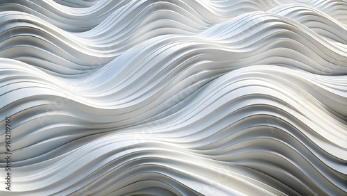 Abstract White Background with Wavy Lines and Geometric Forms 