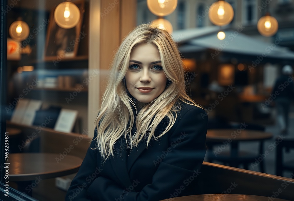 Blonde girl in a coffee shop near the window in a rainy day in scotland photography Blonde girl in a coffee shop near the window in a rainy day in scotland photography