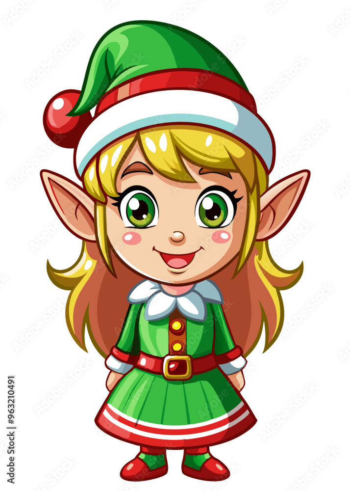 Christmas elf girl character. Christmas elf girl character.