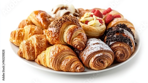 Assortment of Freshly Baked Croissants on a Plate