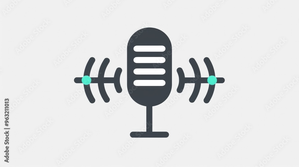 Voice set icon featuring microphone and soundwave in a sleek minimalist design for audio branding. Voice set icon featuring microphone and soundwave in a sleek minimalist design for audio branding.