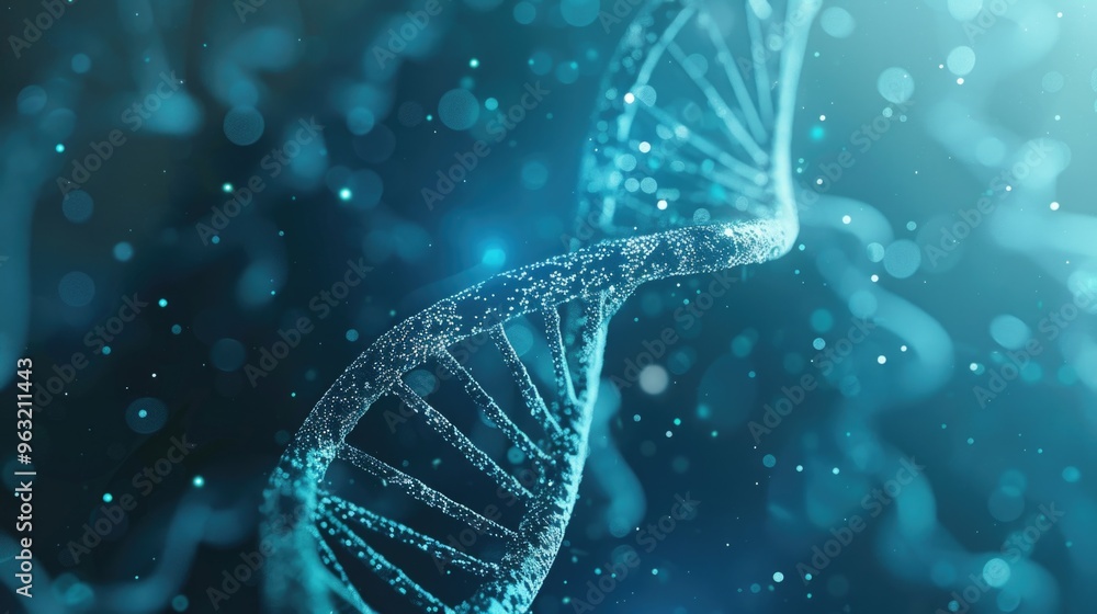 Rotating DNA helix on a blue background, showcasing futuristic and scientific animation. Rotating DNA helix on a blue background, showcasing futuristic and scientific animation.