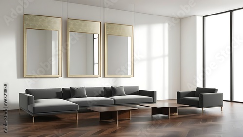 Luxury Living Room Mockup: Modern House and Apartment Interior with Cozy Elegance and Sleek Design