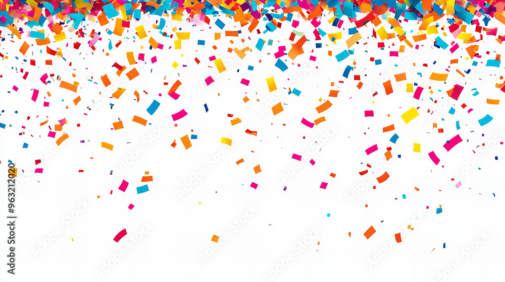 A colorful explosion of confetti is falling from the sky. The confetti is in various colors and sizes, creating a festive and celebratory atmosphere. The scene is likely from a party or event A colorful explosion of confetti is falling from the sky. The confetti is in various colors and sizes, creating a festive and celebratory atmosphere. The scene is likely from a party or event