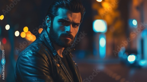 Cool and Trendy Stylish Man in Urban Night Setting