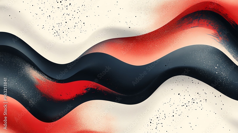 Abstract Wavy Background with Red, Black, and White. Abstract Wavy Background with Red, Black, and White.