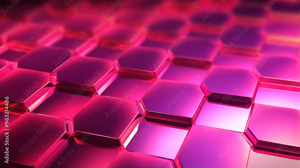 Pink hexagon background. Honeycomb pattern. Metallic sheen, futuristic and three-dimensional design. Modern geometric wallpaper. Pink hexagon background. Honeycomb pattern. Metallic sheen, futuristic and three-dimensional design. Modern geometric wallpaper.