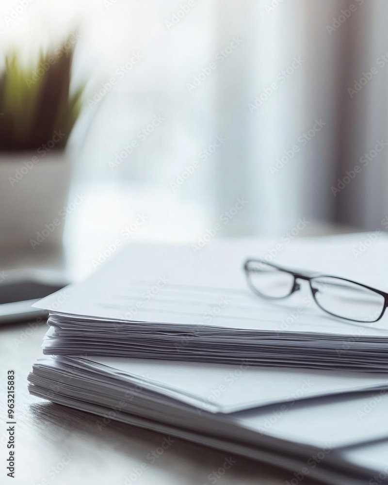 A minimalistic desk with a stack of blank job applications in soft lighting A minimalistic desk with a stack of blank job applications in soft lighting