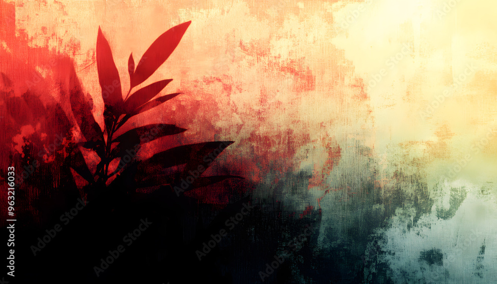 Fototapeta premium A light, abstract silhouette of an object, like a leaf or mountain, blended into the background color.
