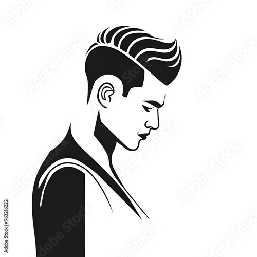 men  black hair cut symbol close up 