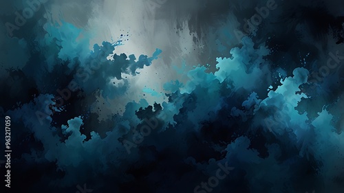 Abstract Deep Blue Textured Background Gradient Blend and Cloud Like Textures. photo