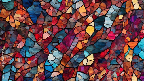 Multicolored Stained Glass with an Irregular Pattern