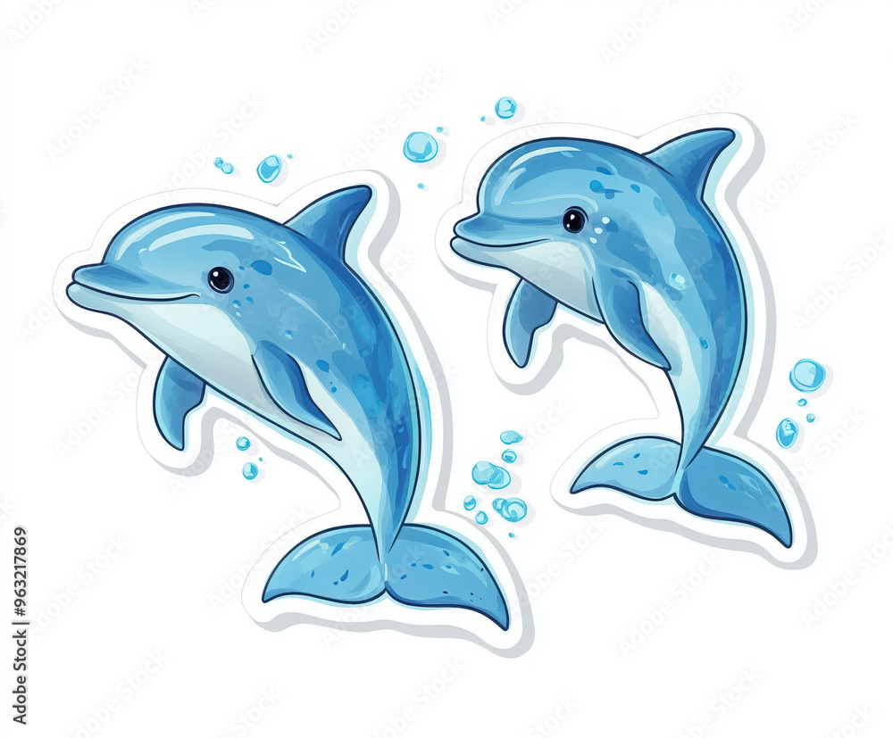 Fototapeta premium dolphins marine life sea creatures aquatic animals blue dolphins cute dolphins cartoon dolphins dolphin illustration playful dolphins ocean art animal art 