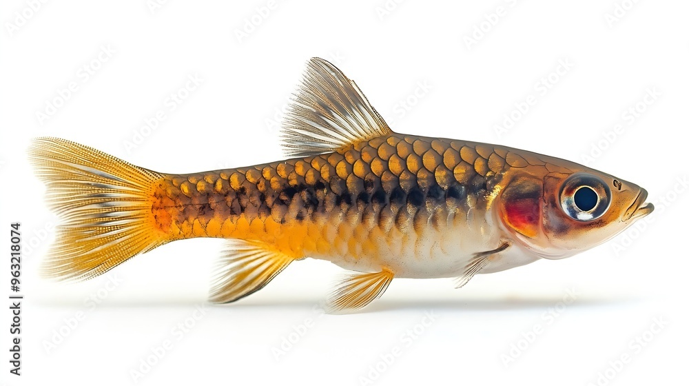 Stream barilius fish on isolated white background Barilius koratensisis freshwater ornamental fish habitat stream on mountain : Generative AI Stream barilius fish on isolated white background Barilius koratensisis freshwater ornamental fish habitat stream on mountain : Generative AI