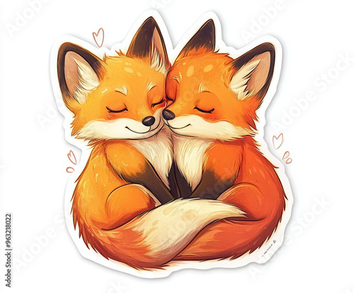 fox cute animal illustration love couple orange cartoon nature wildlife adorable furry character hugging sweet playful cuddly friendship graphic two foxes artistic design 