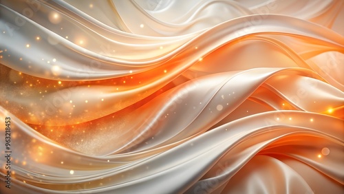 Wallpaper Mural Artwork with orange and white flowing waves, suitable for contemporary designs with elegance and creativity. Abstract Flowing colorful Wave isolated. Torontodigital.ca