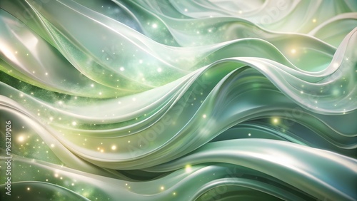 Artwork with ogreen and white flowing waves, suitable for contemporary designs with elegance and creativity. Abstract Flowing colorful Wave isolated. photo