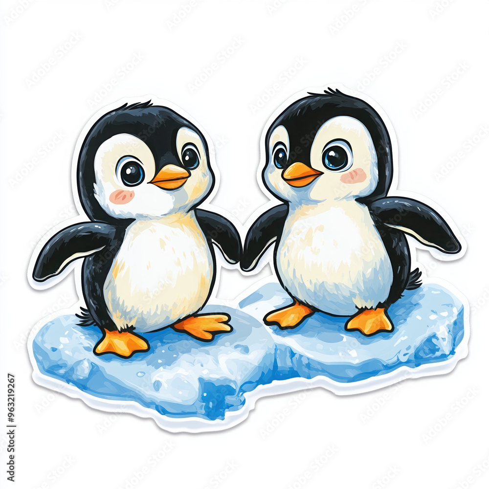 Fototapeta premium penguin cute animal cartoon character wildlife illustration graphic black and white adorable winter cold playfulness nature close-up stickers digital art family 