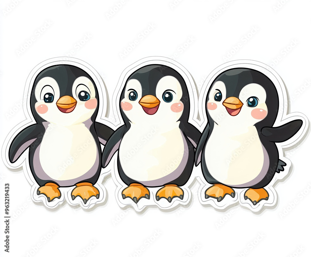 Fototapeta premium penguins cute penguins cartoon penguins baby penguins adorable animals animal illustration playful penguins happy penguins