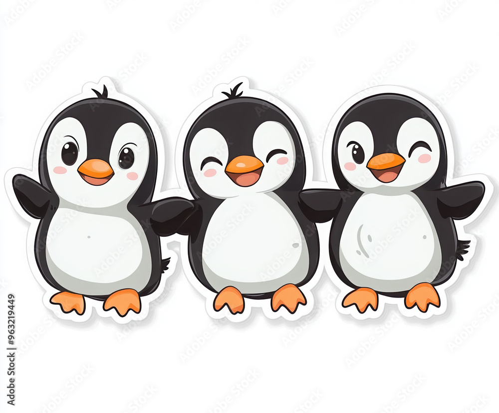 Obraz premium penguins cute animals cartoon penguins baby penguins wildlife arctic animals aquatic birds animated characters playful penguins penguin family ice and snow animal stickers2-816d-4862-9274-ac39d12922f4