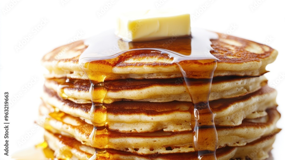 A Stack of Delicious Pancakes with Syrup and Butter A Stack of Delicious Pancakes with Syrup and Butter