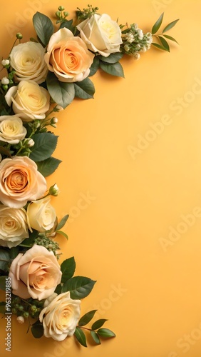 orange and floral design for customizable greeting cards and text overlay