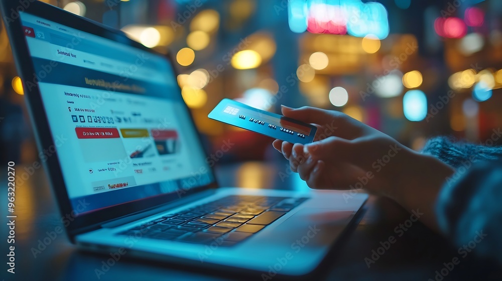 Phone online payment Laptop and ecommerce website in background Digital transaction showcasing seamless online shopping and secure electronic payments : Generative AI Phone online payment Laptop and ecommerce website in background Digital transaction showcasing seamless online shopping and secure electronic payments : Generative AI
