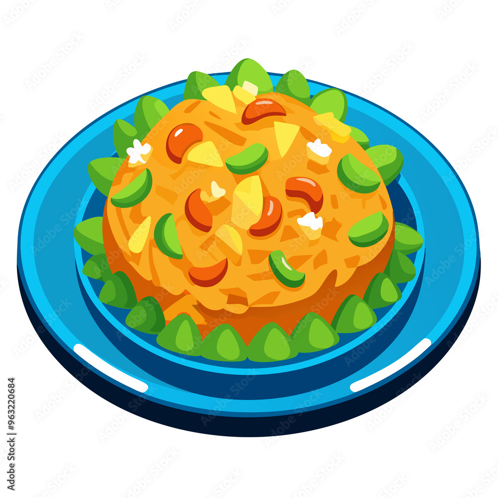 A Plate of Orange and Green Food with Cashews A Plate of Orange and Green Food with Cashews
