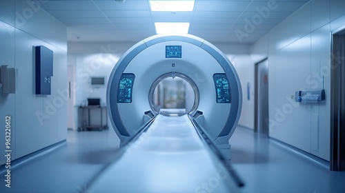 Medical CT or MRI or PET Scan Standing in the Modern Hospital Laboratory CT Scanner Pet Scanner in hospital in radiography center MRI machine for magnetic resonance imaging in hospital : Generative AI