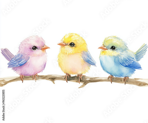bird colorful bird cute birds pastel colors happy birds bird illustration three birds cartoon birds watercolor birds small birds baby birds nature illustration wildlife art artistic birds