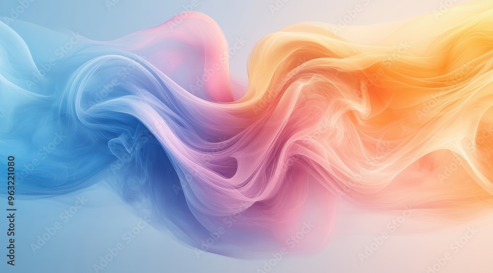 Abstract Colorful Smoke Swirls in Blue, Pink, and Orange on a Light Background Abstract Colorful Smoke Swirls in Blue, Pink, and Orange on a Light Background